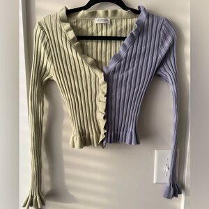 Vestique Two-Tone Ribbed Cardigan